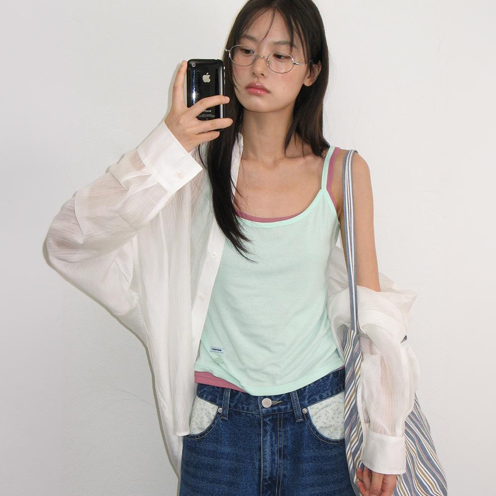 SHEER BUTTON POCKET OVERSIZED SHIRT WHITE