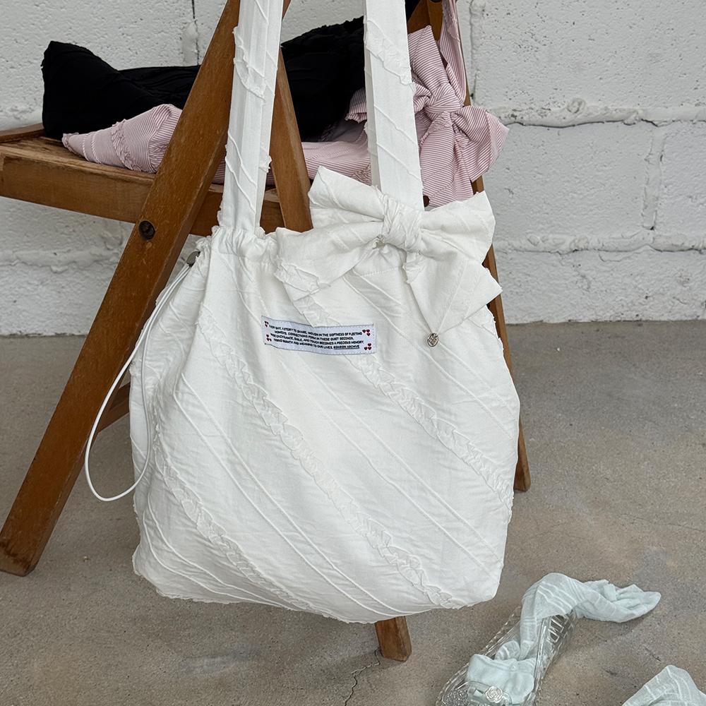 RIBBON HAIR PIN SET FRILL ECO BAG WHITE