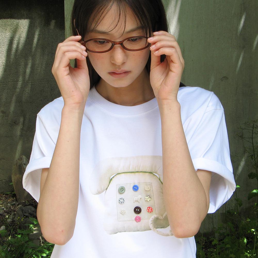 BUTTON RETRO TELEPHONE T SHIRT WHITE