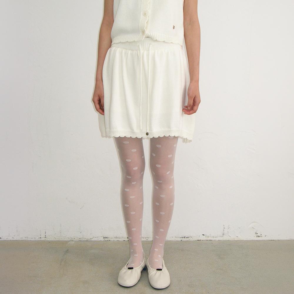 SCALLOP TRIM KNIT MINI SKIRT IVORY