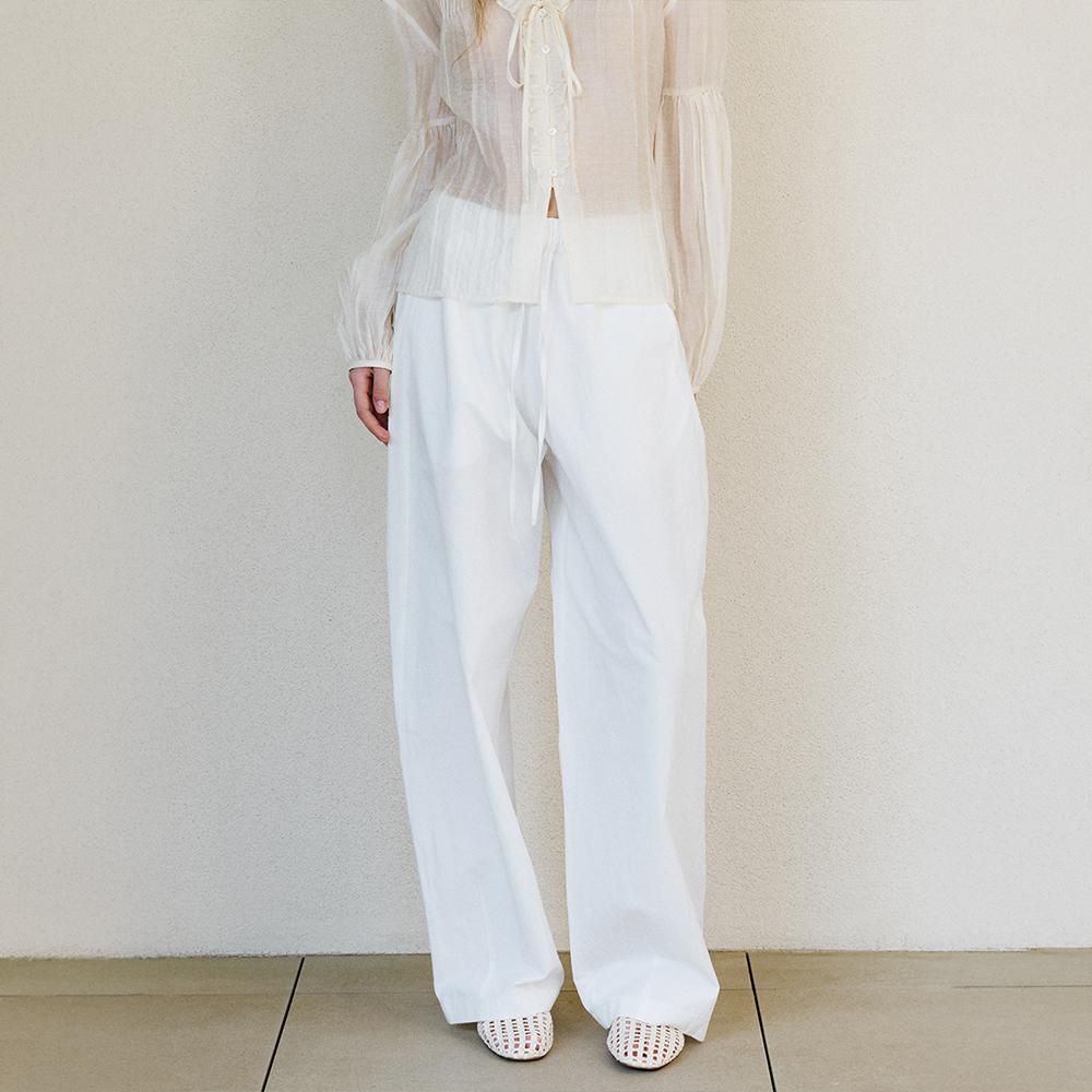 Summer Cotton-Linen Wide Round-Fit Pants_Off White