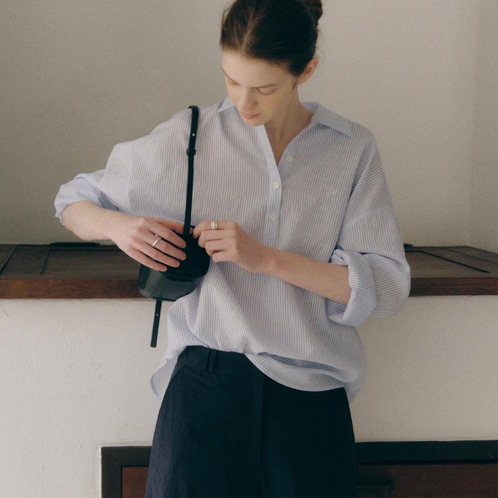 Burnet Stripe Sheer Shirt (Blue)