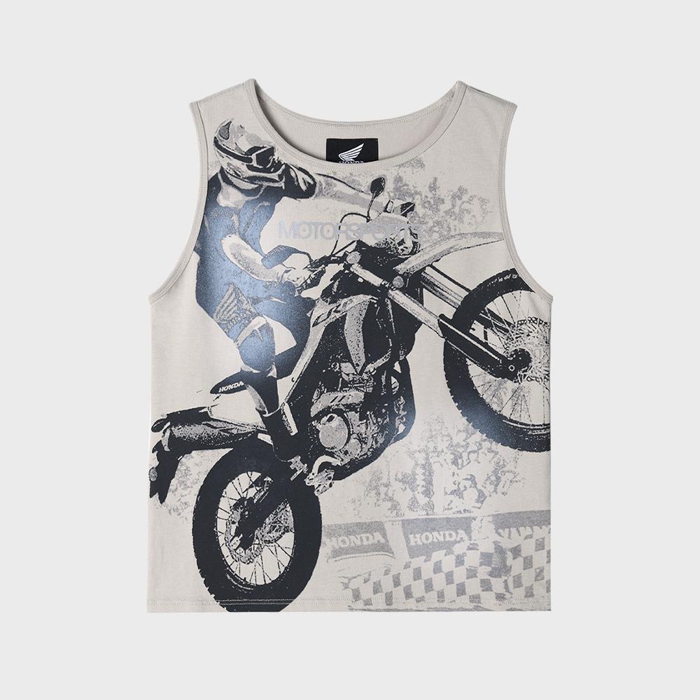 Womens Motorsport Crop Sleeveless Beige