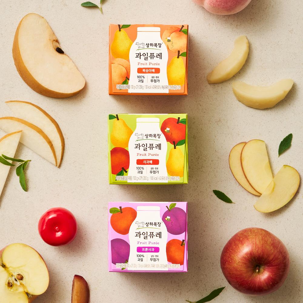상하목장 과일퓨레 200G 3종 각 2팩씩 (총 6팩)