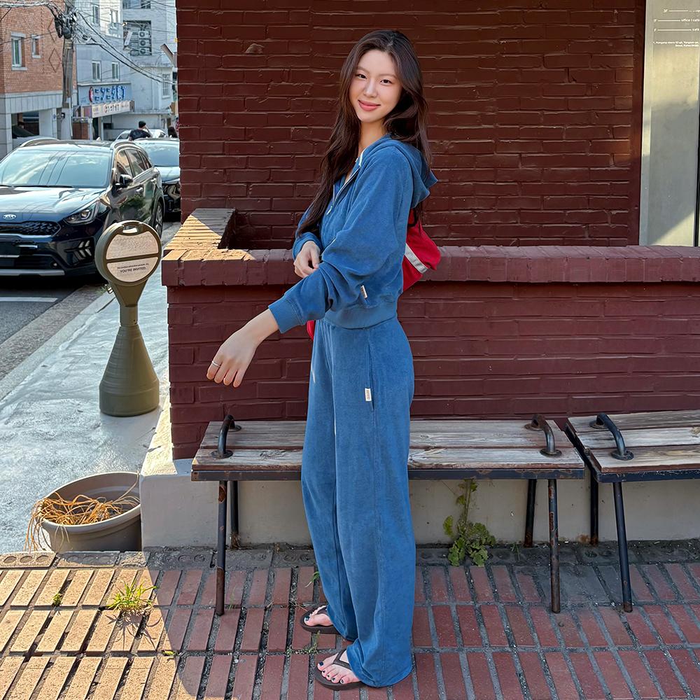 Terry Slim Hoodie_Ocean Blue