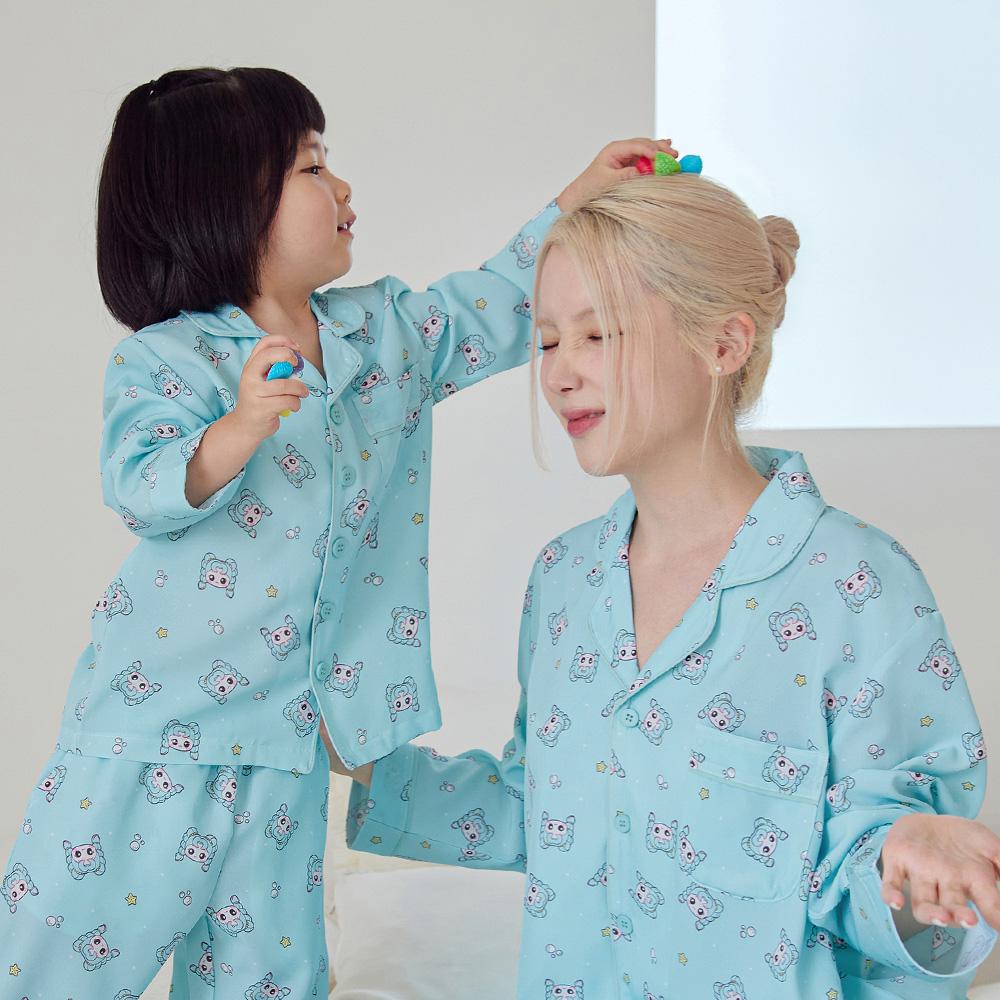 [2PACK] 방울핑 실크핏 긴팔 패밀리 잠옷 세트(성인1+키즈1)
