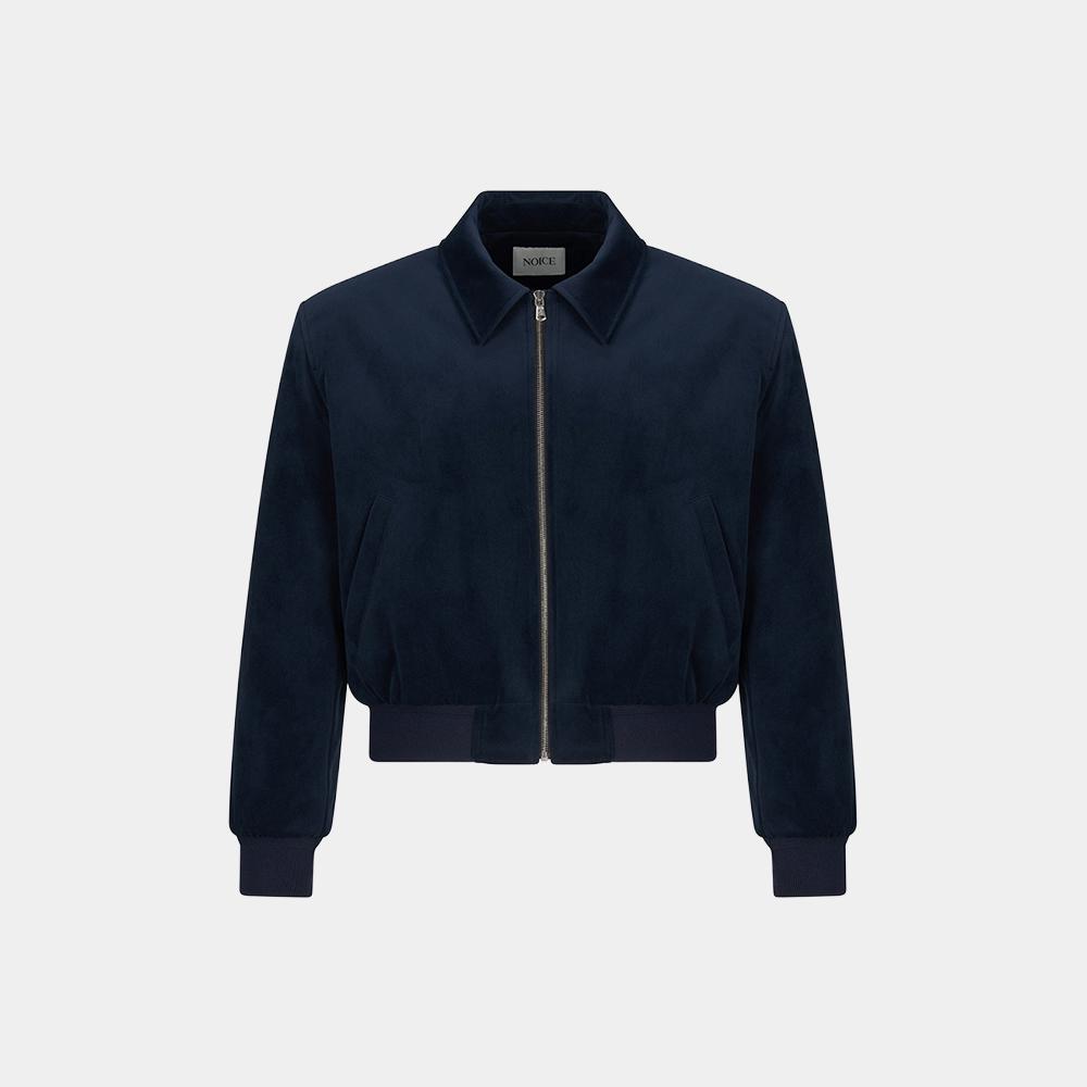 (M) COLLARED VELVET BOMBER - DARK NAVY
