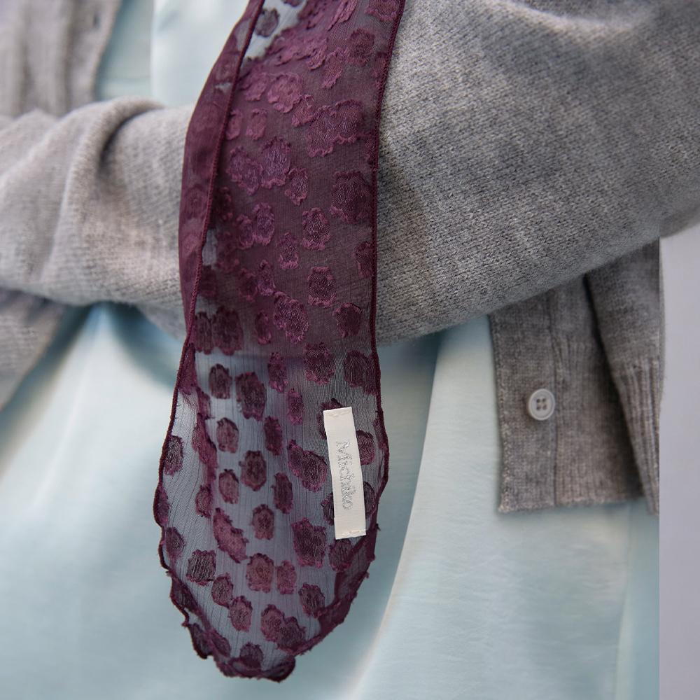 Sheer Jacquard Scarf Burgundy