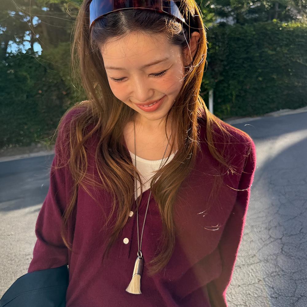 [예약배송][해삐PICK] Button collar pk knit [FRFA05NT01]_Wine