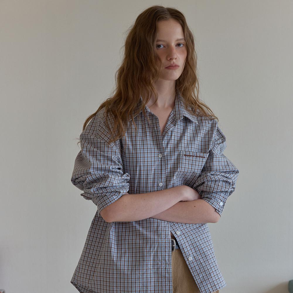 Lown check shirt - Skyblue