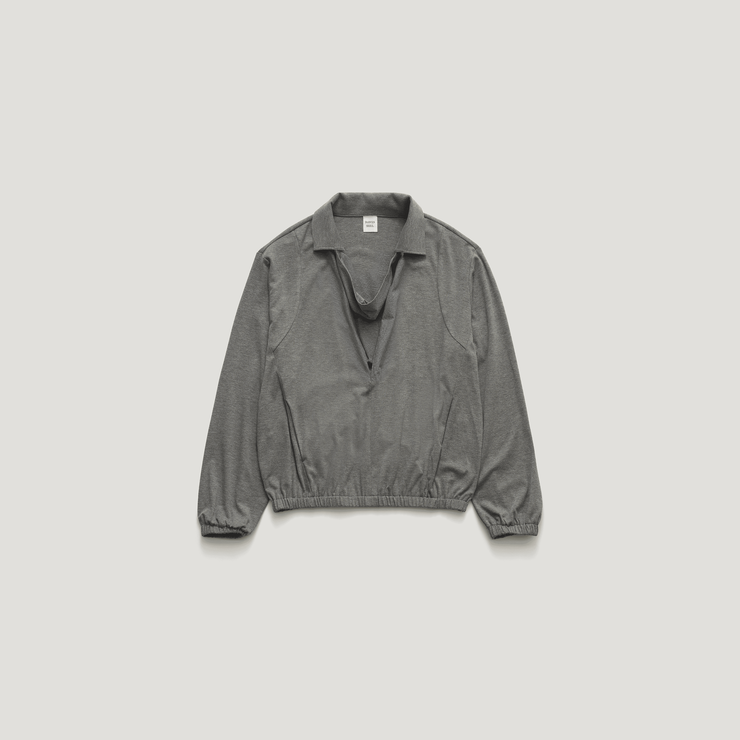 [6th reorder 9/5 PM13:59 open] ORVE HALF DRAPED-COLLAR JERSEY TOP_GREY
