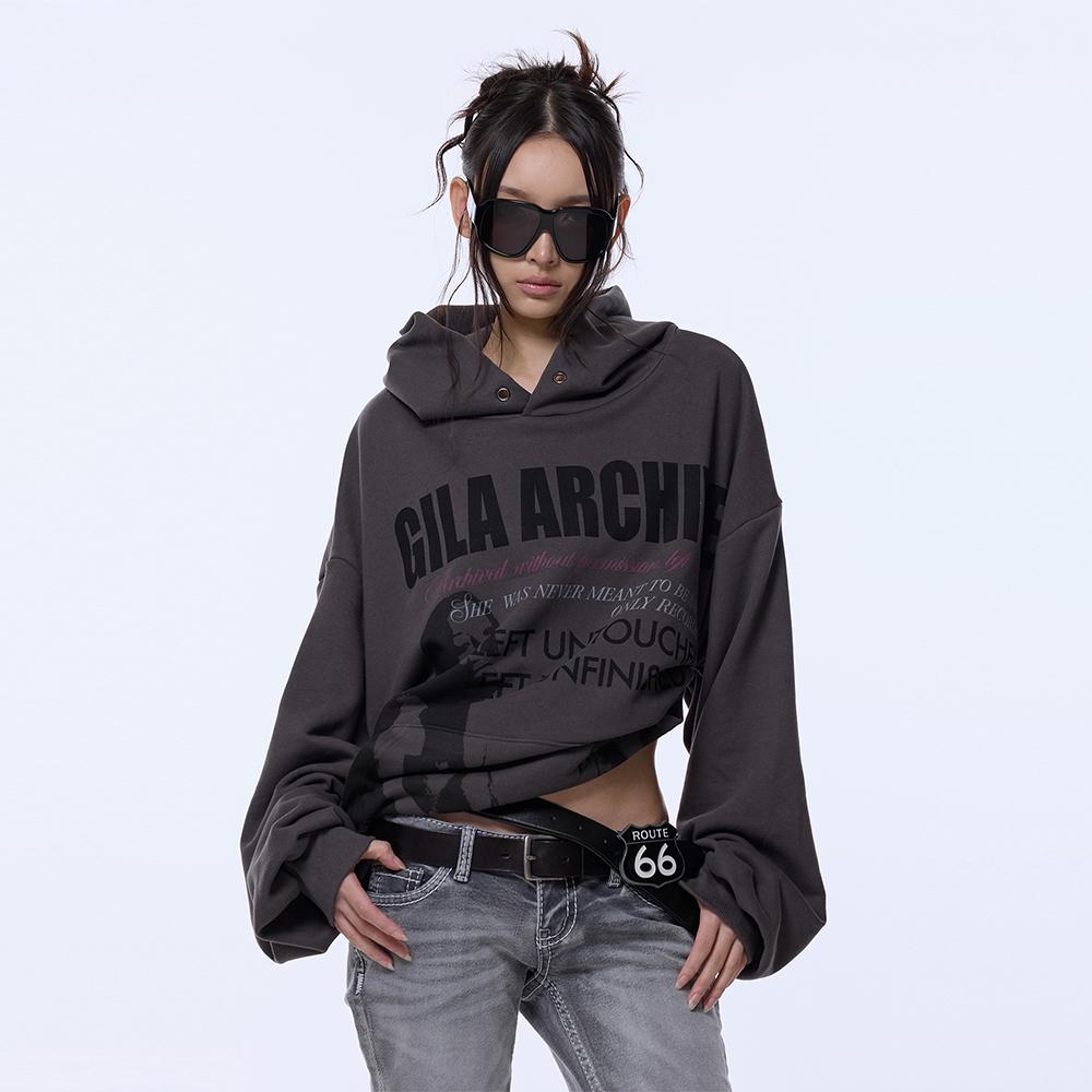 TWICE GIRL OVER SIZE HOODED_CHARCOAL