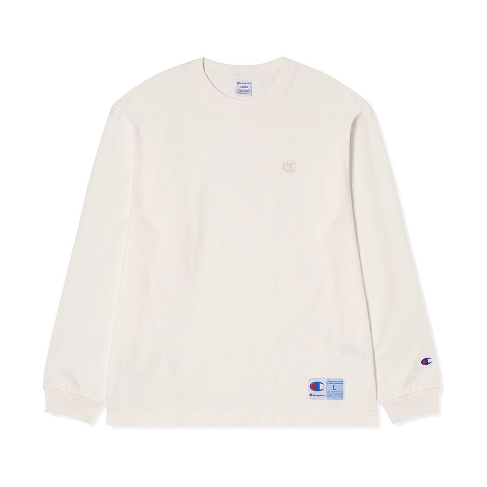 C로고 오버핏 조그택 롱슬리브 티셔츠 White