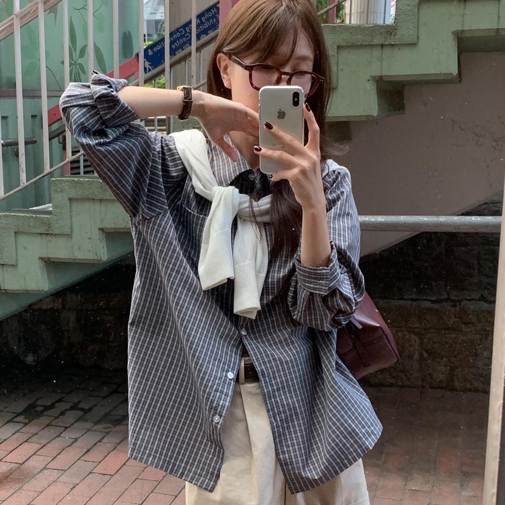 [29EDITION X 알로하]Mellow Check Shirt_BLUSH CHARCOAL