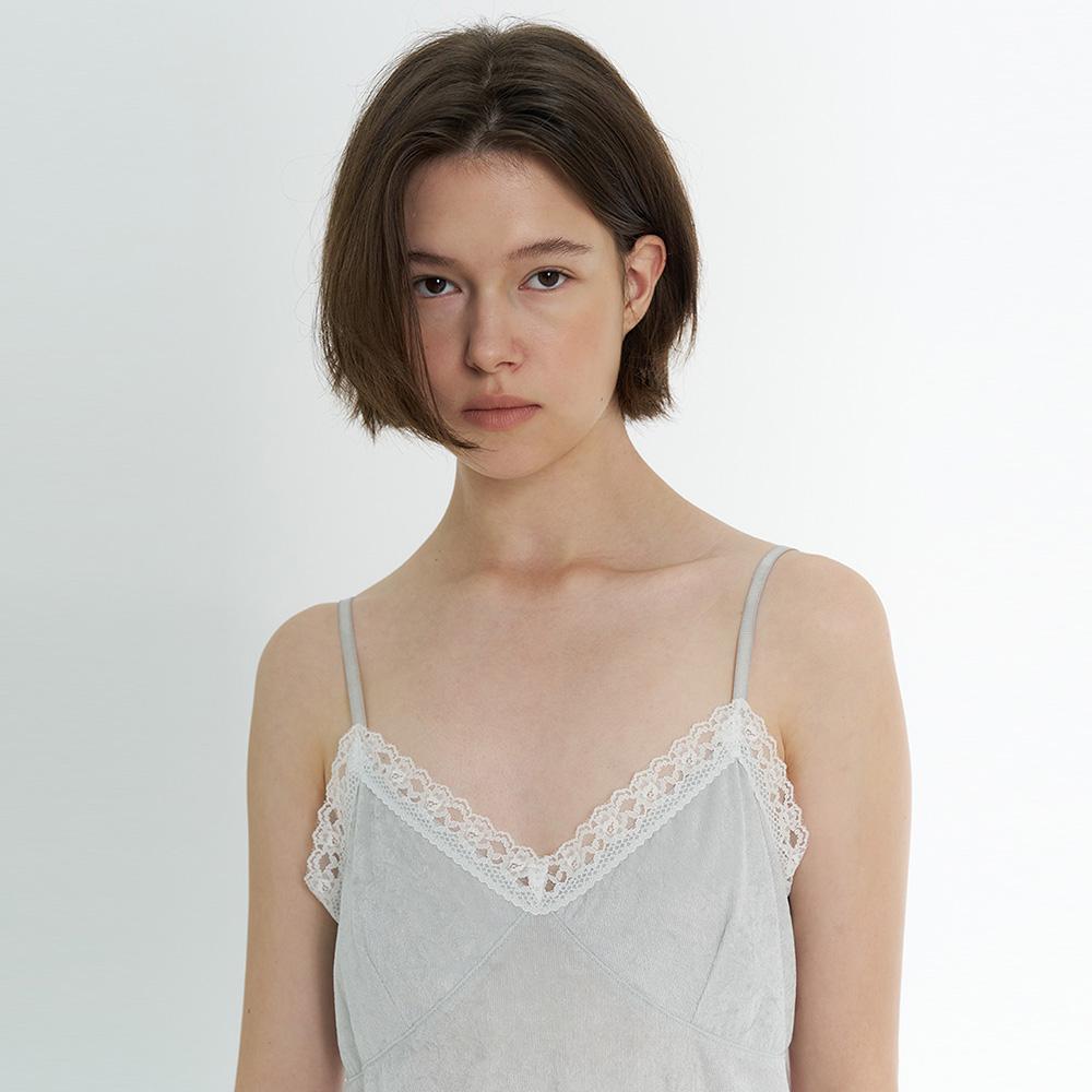 Anua Lace Velvet Sleeveless Top - Gray