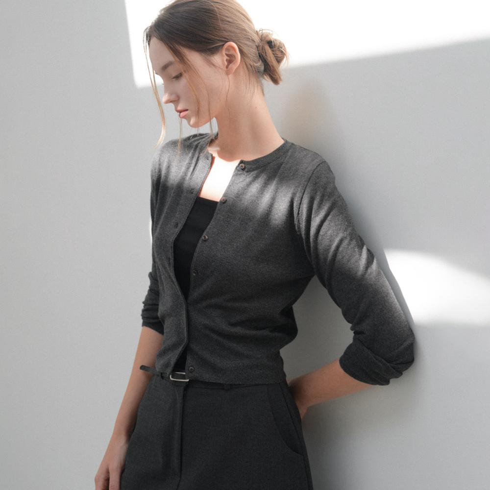 [2nd] Essential crop cardigan (classic charcoal)