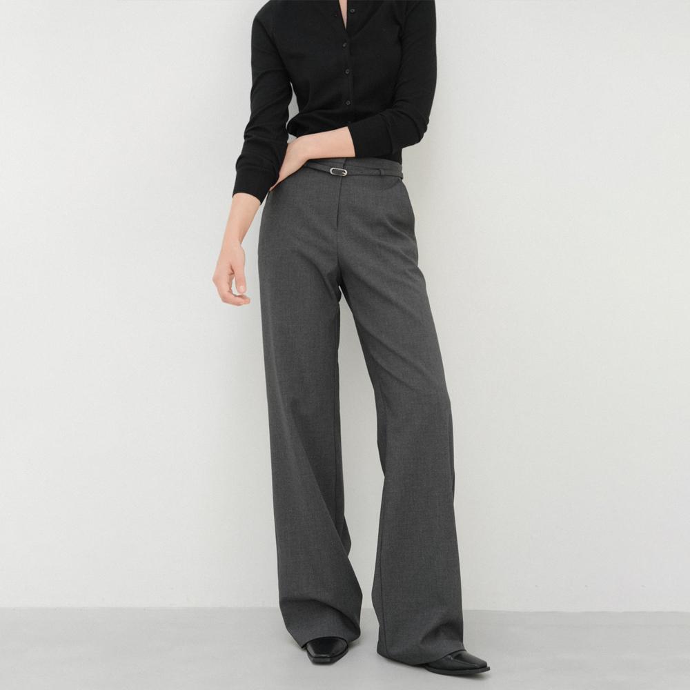 [기장선택] [Belt-set] Bare thin belt slacks (charcoal gray)