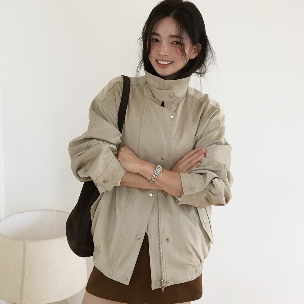 [여울 Pick]Suede double collar jumper [TIFA05LE04]_Stone beige