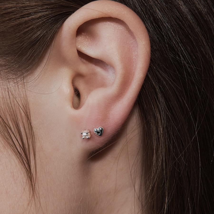 [김슬기 착용][sv925] heart & pearl dual piercing set