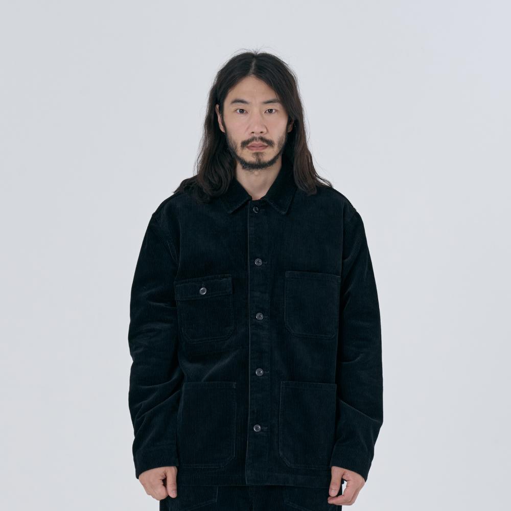 UO CORDUROY COVERALL JACKET BLACK