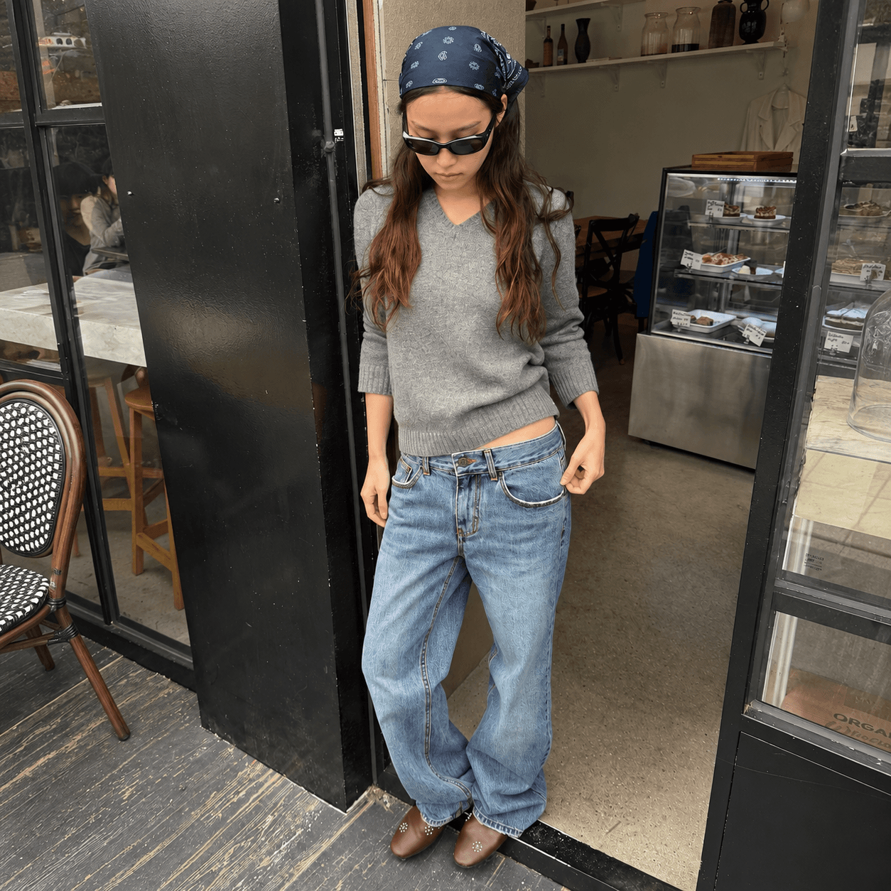 Palette V-Neck Knit_Stone Gray