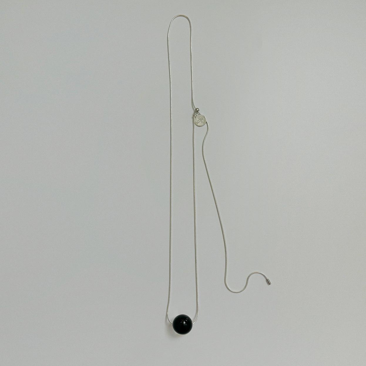 Bold Point Gemstone Long Necklace [Black]