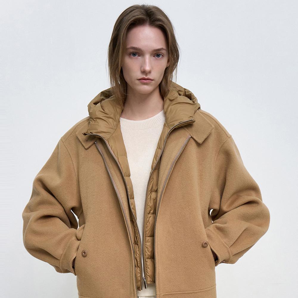 Virgin Wool Layered Blouson_Camel