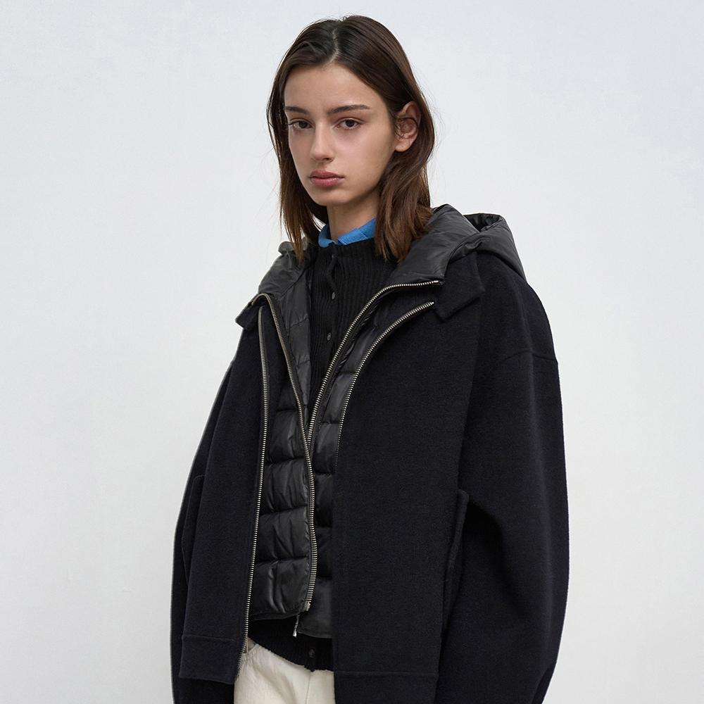 Virgin Wool Layered Blouson_Deep Navy