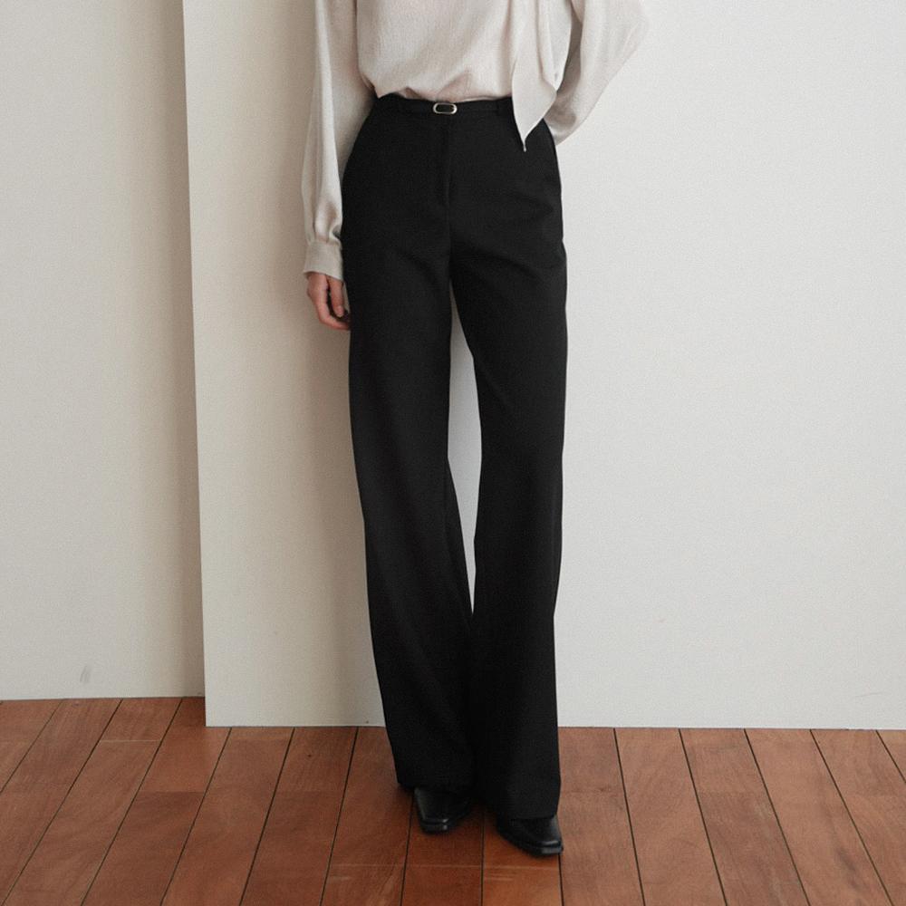 [기장선택] [Belt-set] Bare thin belt slacks (black)