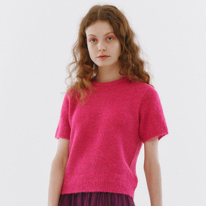 Mohair Fuzzy Knit Top [TURE PINK]