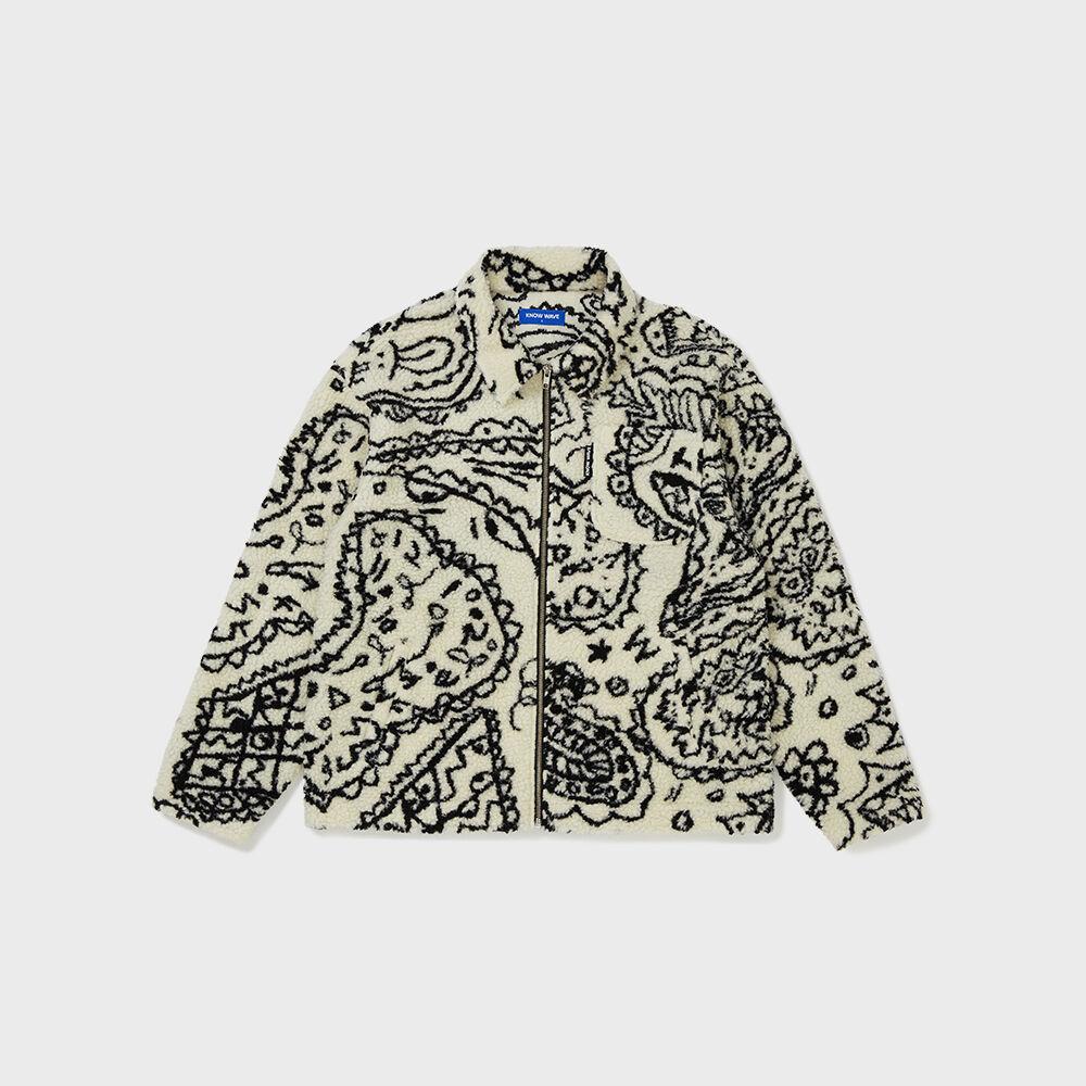 KNOW WAVE FREAK FULL ZIP SHERPA KNW013m(IVORY/BLACK)