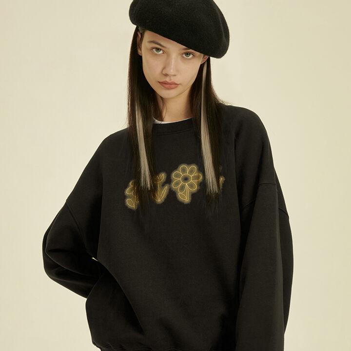 Flower Drawing Sweatshirt [BLACK]
