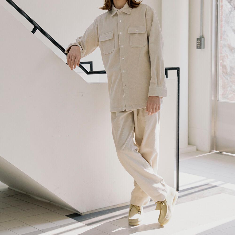 Belted corduroy pants - ivory