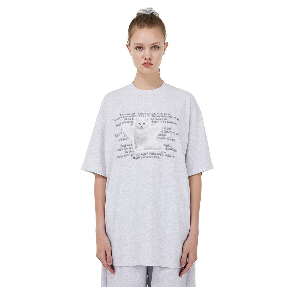 [NCT 마크착용][i-ts21-010]Angel Cat T-Shirt_GY