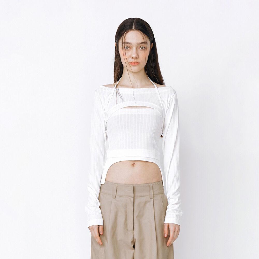 OFF-SHOULDER RIBBED TOP - WHITE [블랙핑크 지수, 뉴진스 민지 착용]