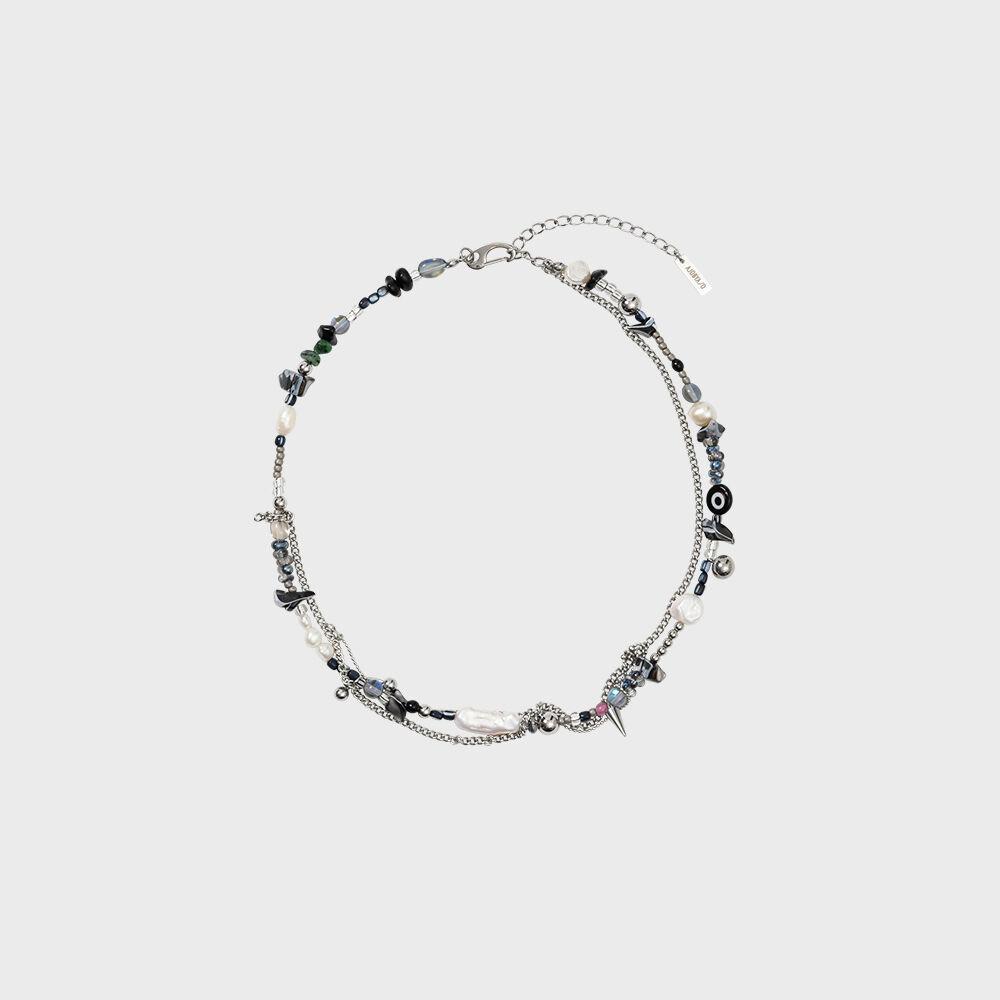 Fresh Water Pearl Layered Necklace [SILVER]