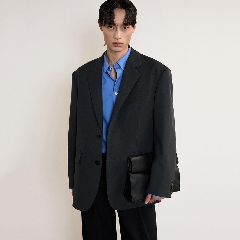 Oversize Single Breasted Jacket (Dark Gray) TNJA5E100G2