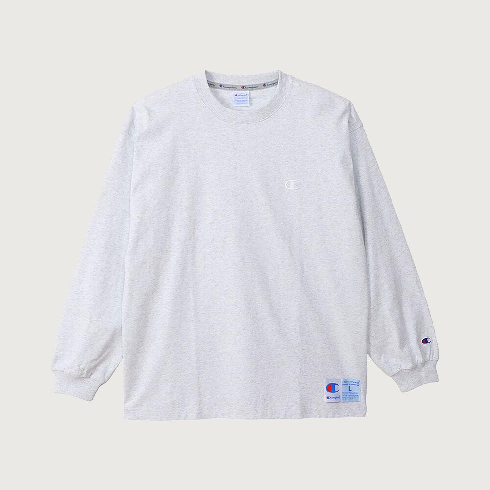 C로고 오버핏 조그택 롱슬리브 티셔츠 Heather Grey