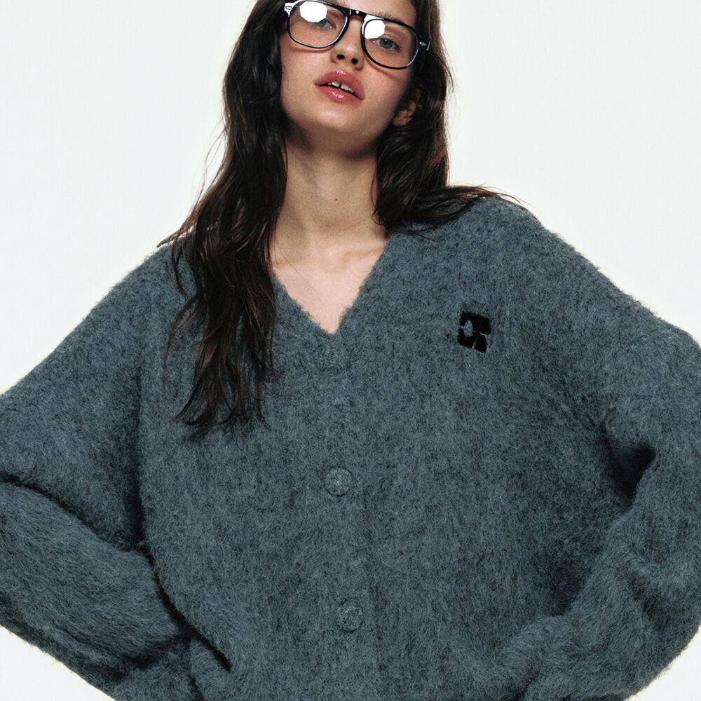 CENTAUR BULKY BRUSHED WOOL CARDIGAN_GREY