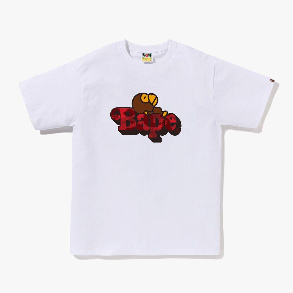 컬러 카모 마일로 온 베이프 티셔츠(M) WHITE/RED