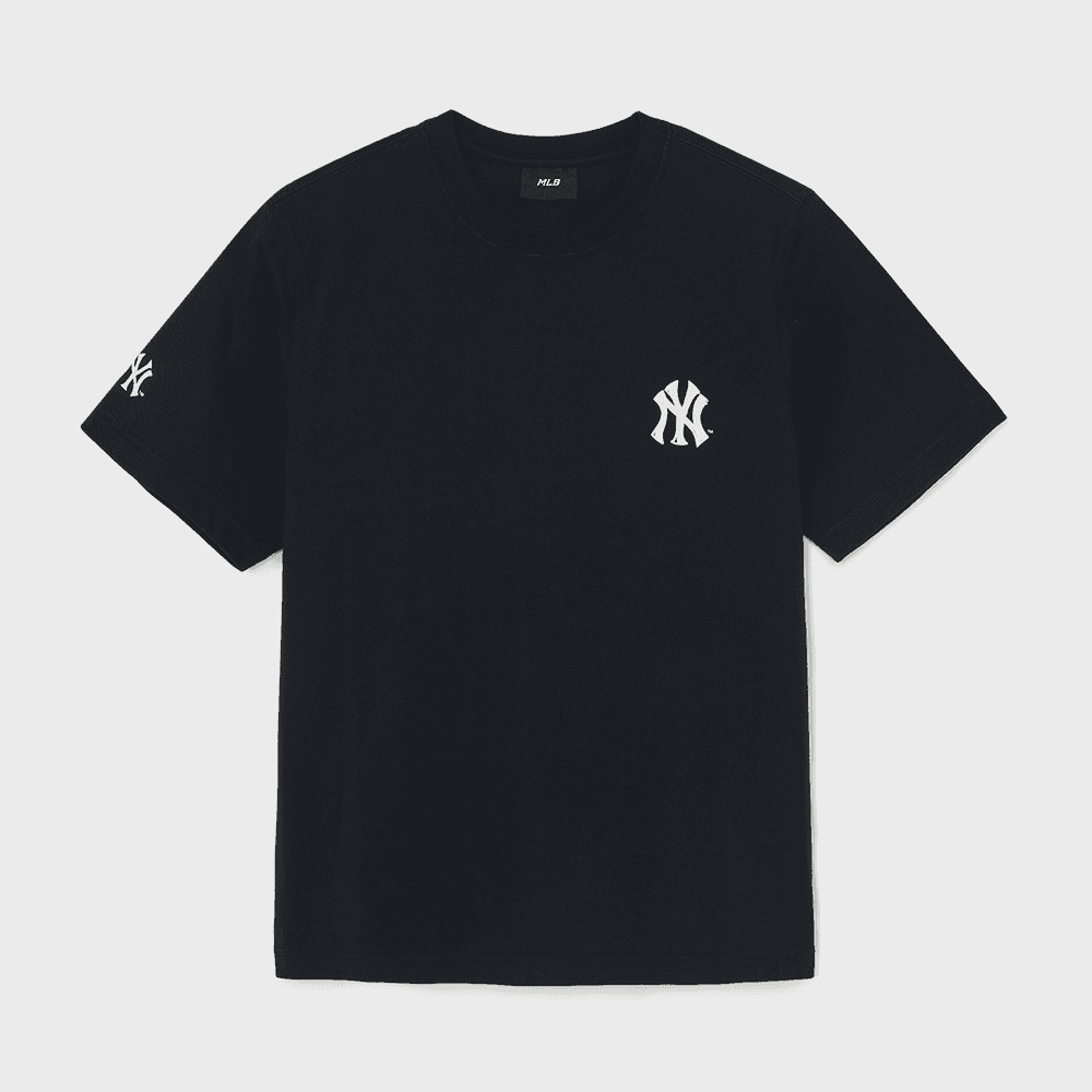 [MLB] 베이직 스트릿 등판레터 오버핏 반팔 티셔츠 NY (Black)