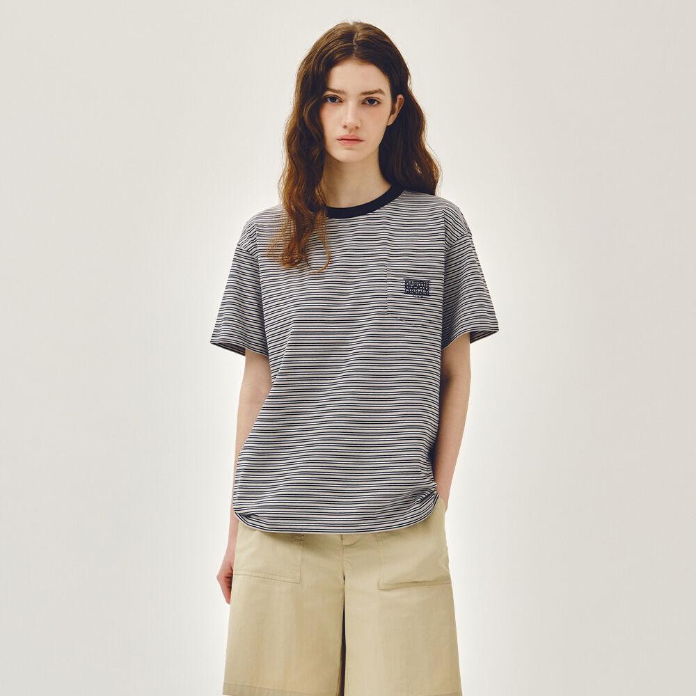 SMALL CLASSIC LOGO STRIPE RINGER TEE navy