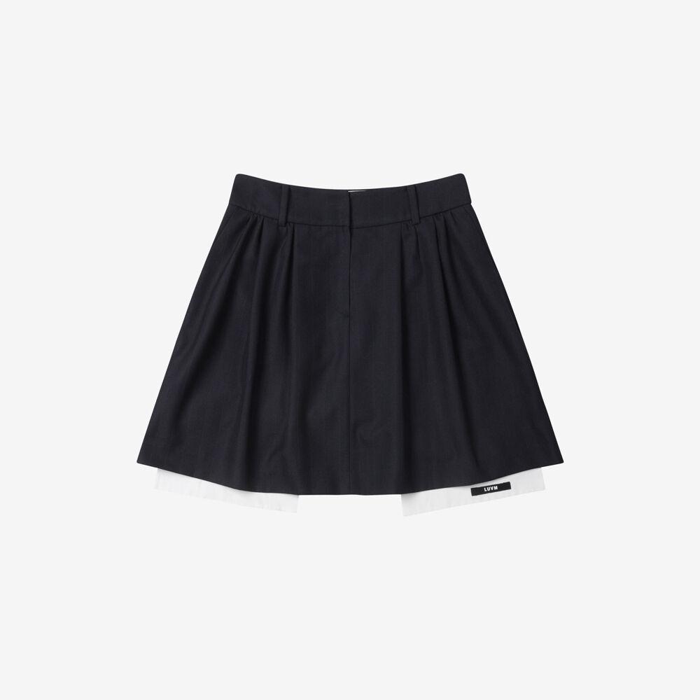 LAYERED MINI SKIRT_STRIPED FABRIC