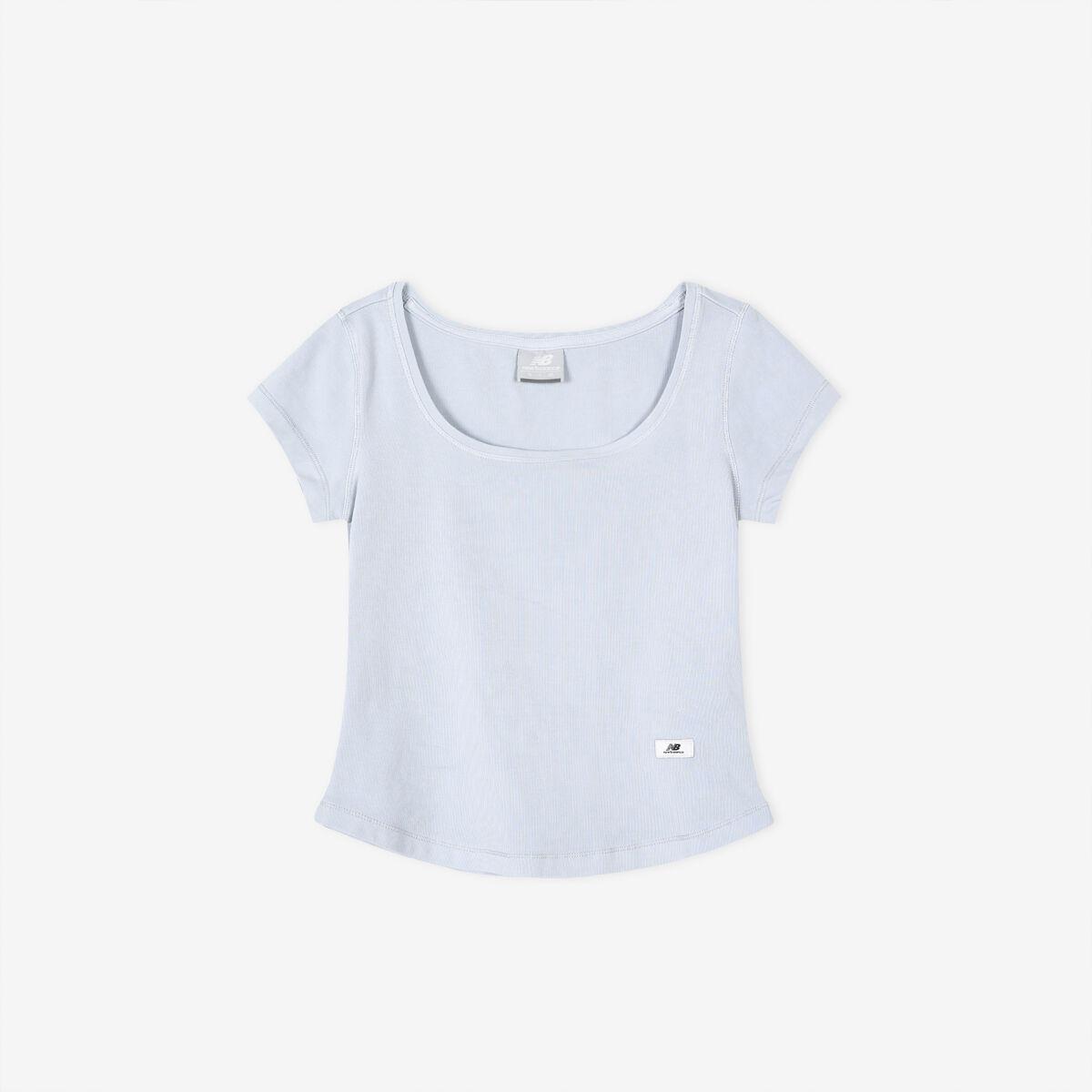 NBNEG2W472 / WOMEN 핏티드 스퀘어넥 캡 반팔티 (D/BLUE)