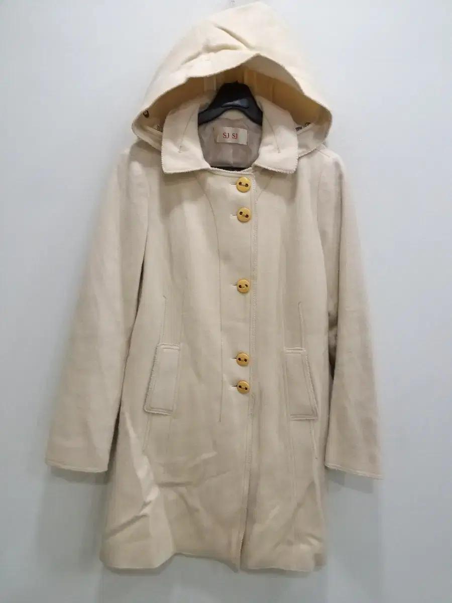 여성 SJSJ 후드 모직 롱코트 (90)