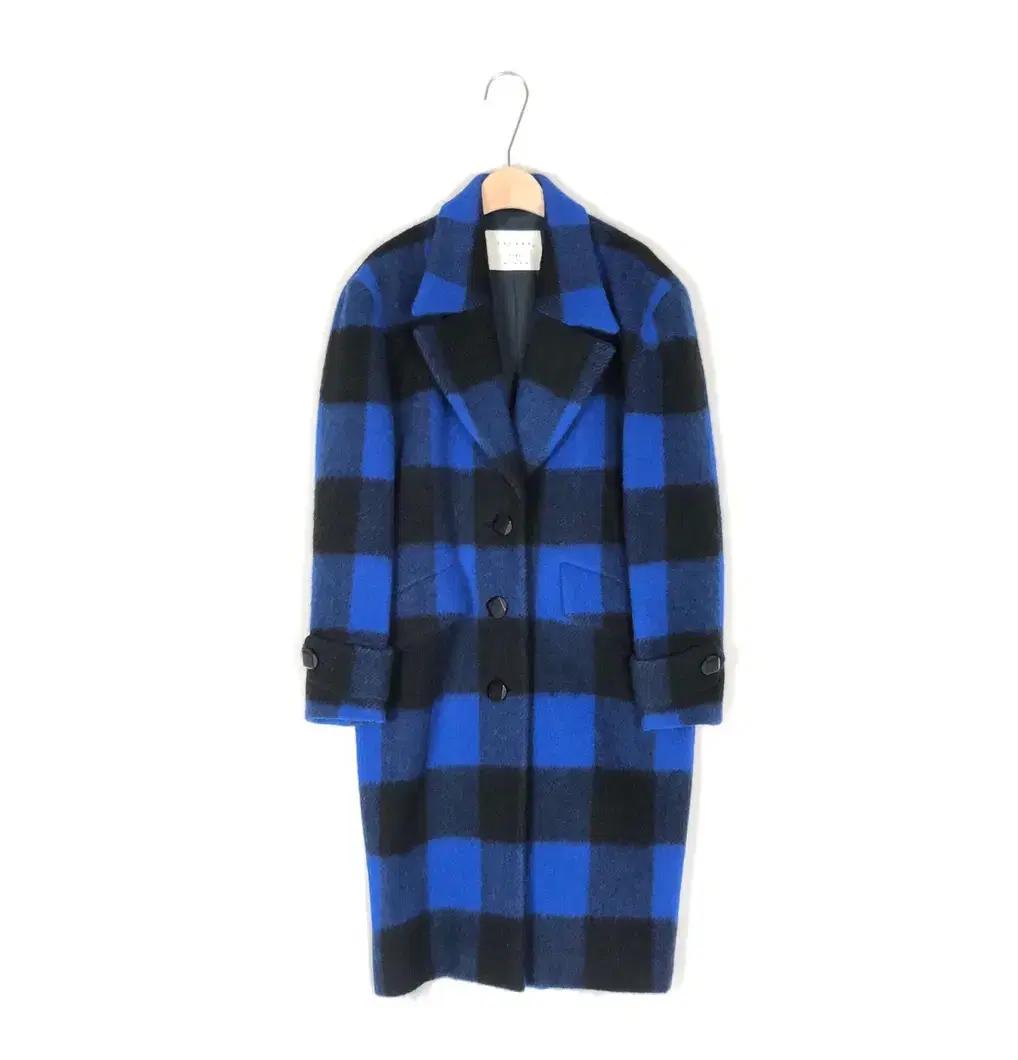 빈티지 롱 울 루즈핏 박스핏 체크 코트