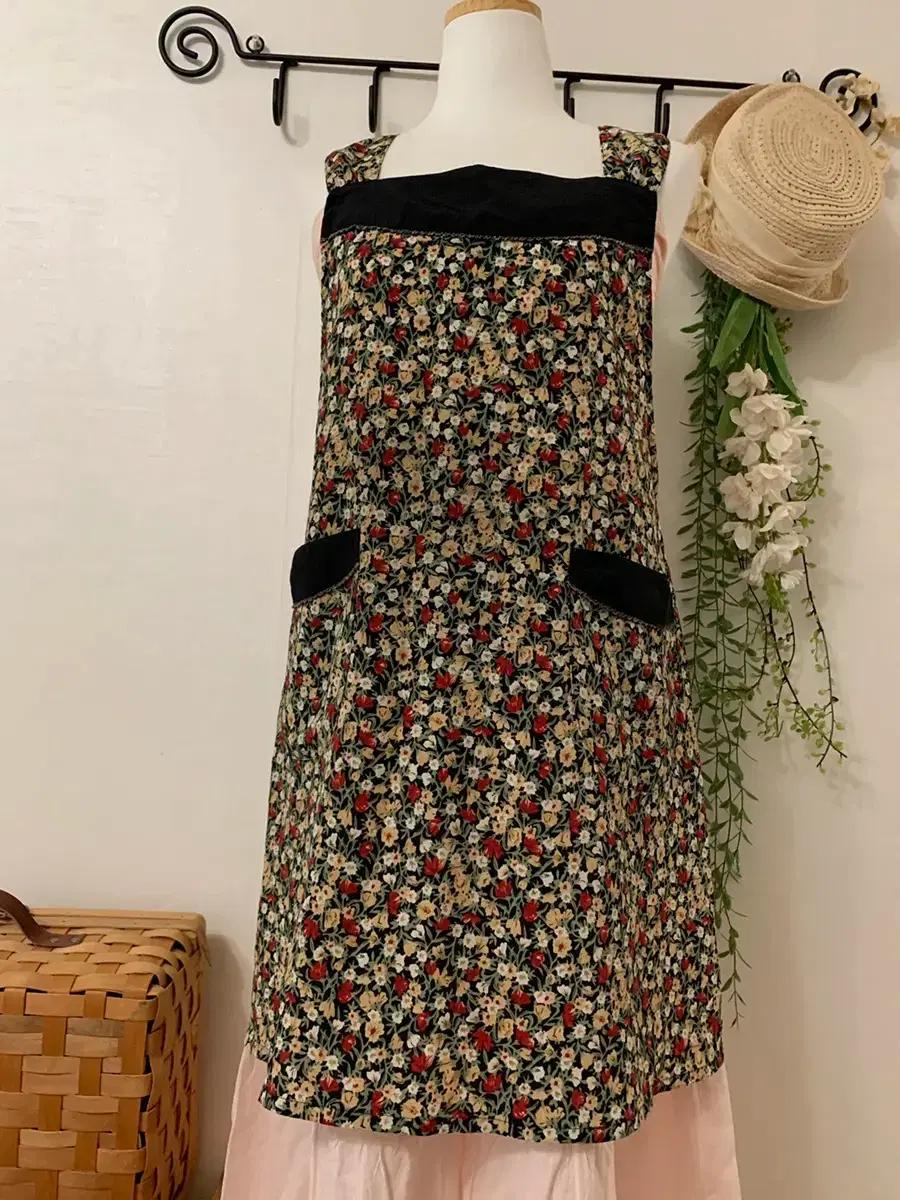 일본빈티지 슬림핏 꽃무늬 앞치마 * 작업복