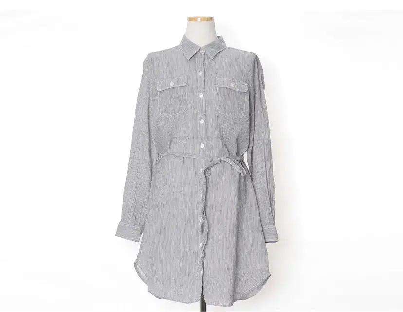 유니클로 스트라이프 린넨 셔츠원피스