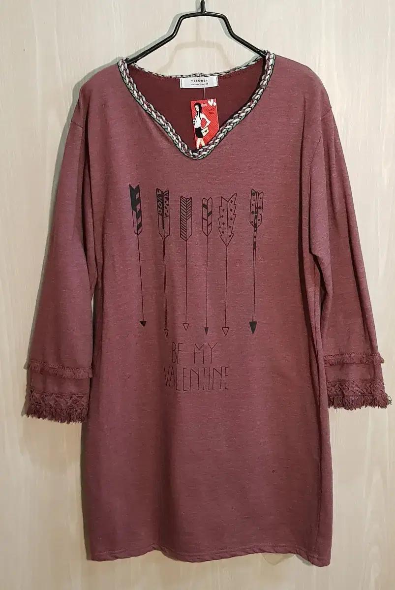 가을 칠부소매 여성 롱 티 / 원피스가능 / 55-작은77 새상품