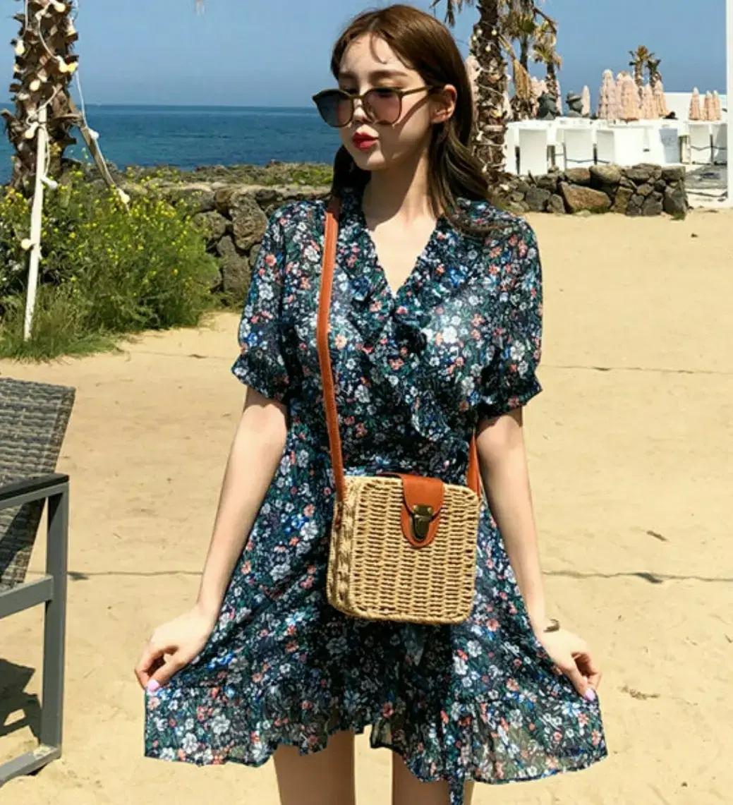 @새상품@ 체리빌레 플라워쉬폰랩 원피스